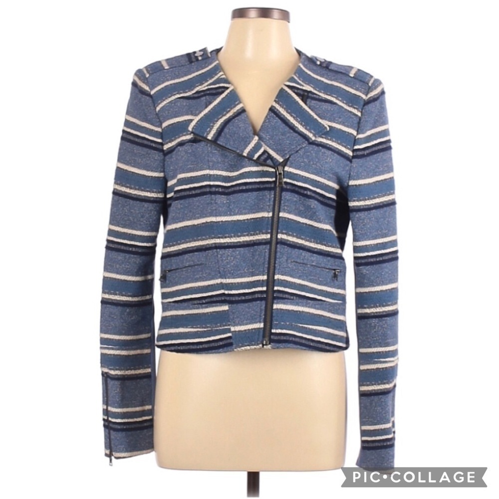 BCBGMaxAzria Tweed Striped Moto Jacket